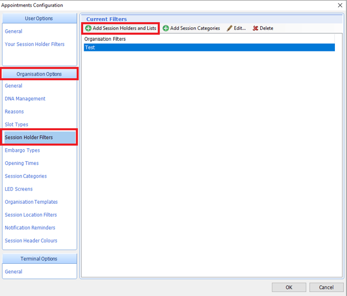 Appts Config Window